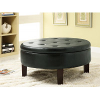 Coaster Furniture 501010 Round Tufted Upholstered Storage Ottoman Dark Brown